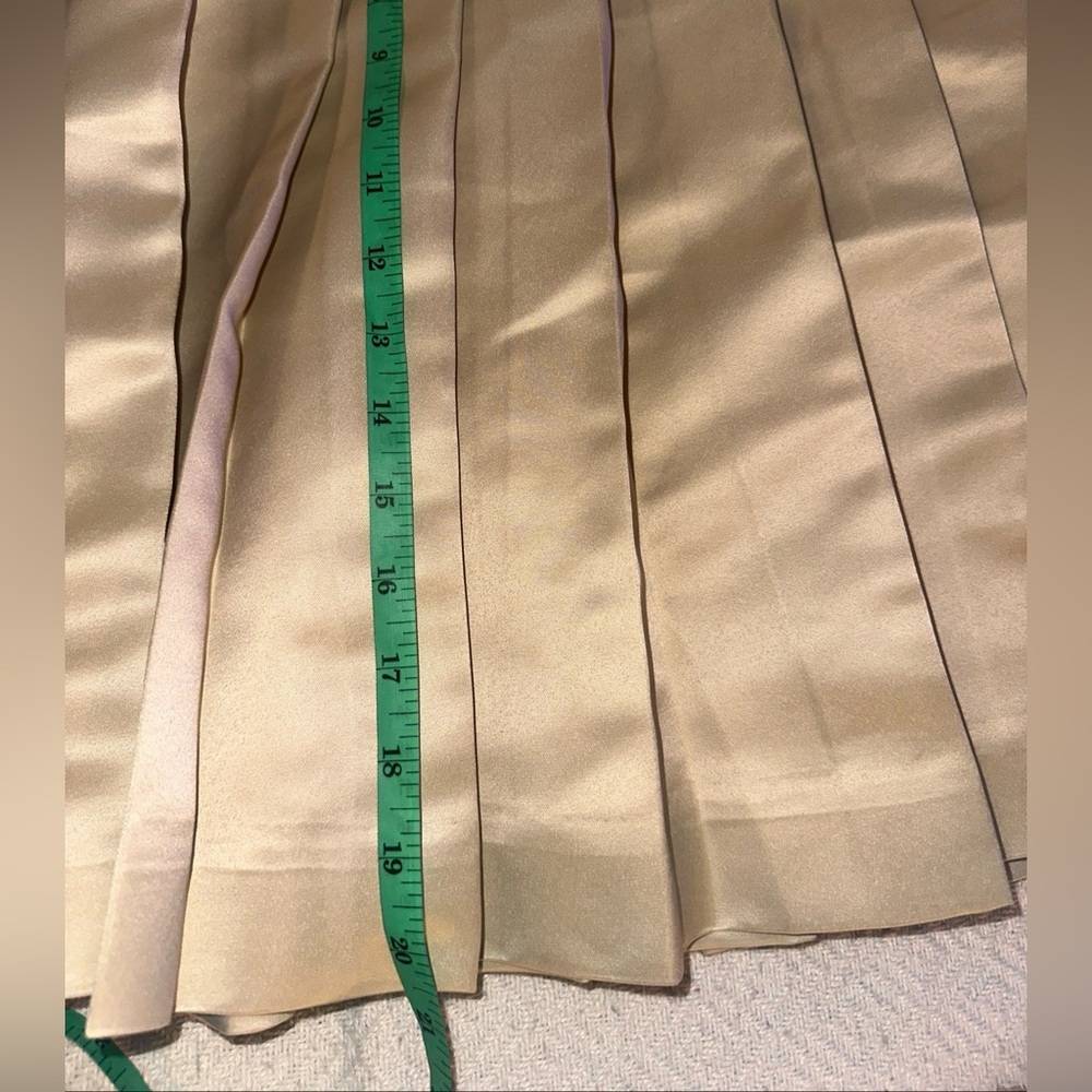 NWT J Crew Women's Sz 8 Yellow Gold Pleated Wrap Satin Skirt A Line - Picture 10 of 10